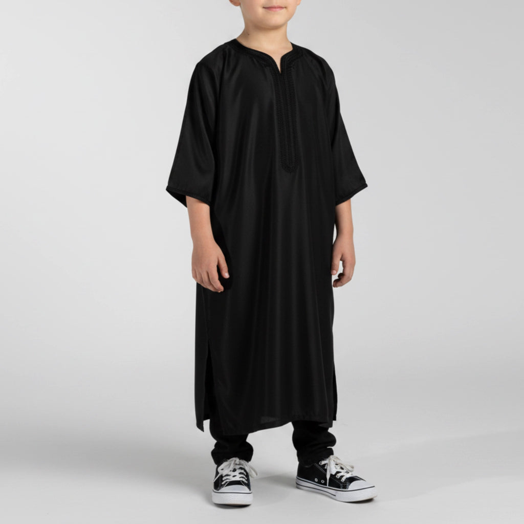 Boys Jet Black Moroccan Gandoura