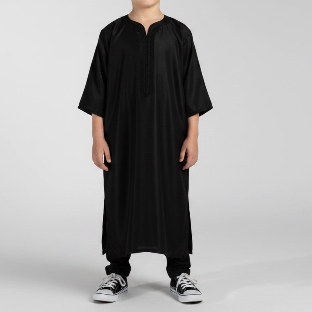 Boys Jet Black Moroccan Gandoura