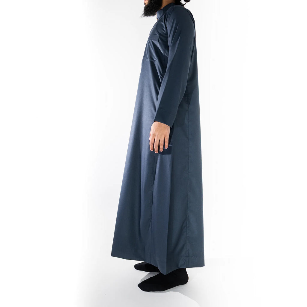 Slim Fit Signature Saudi Thobe - Dark Sapphire Blue