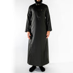 Signature Saudi Thobe for Men in Midnight Olive Green