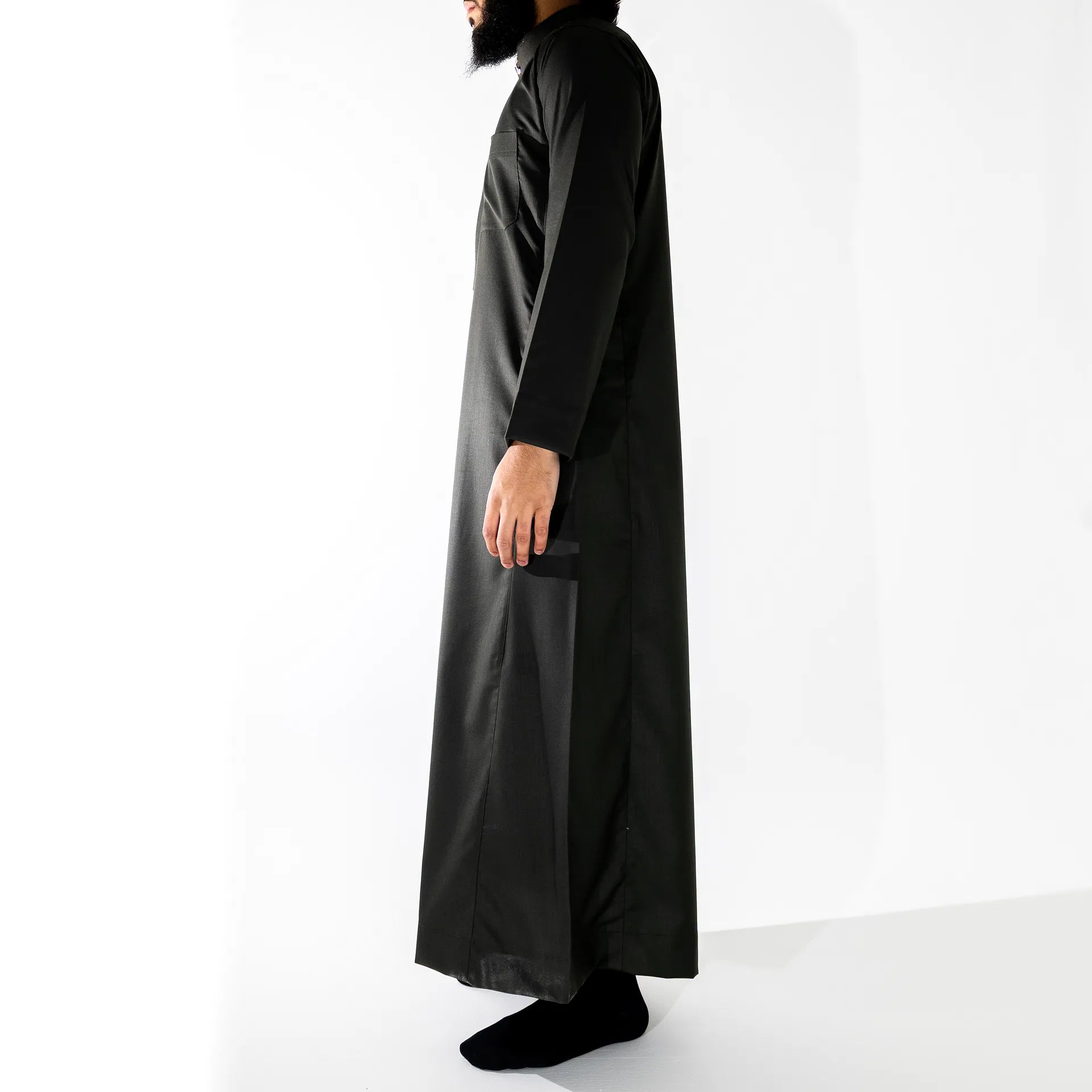 Signature Saudi Thobe for Men in Midnight Olive Green